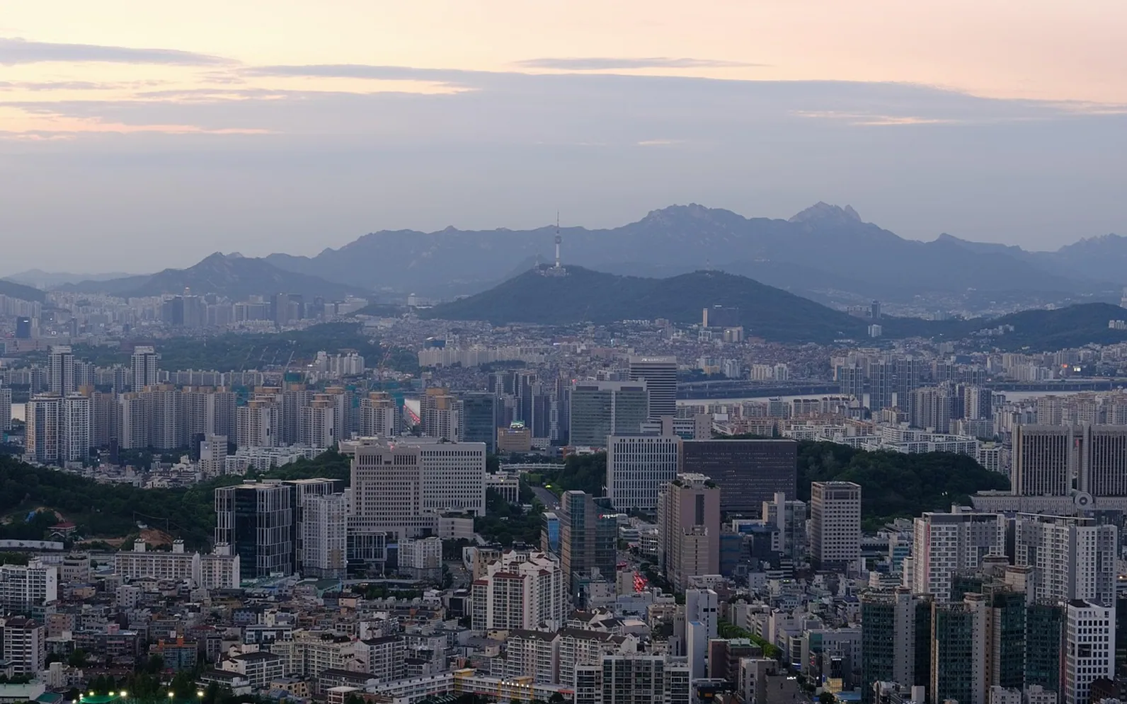 City, sunset and seoul